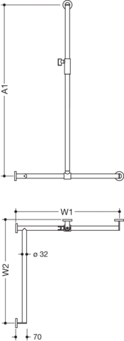 HEWI Duschhandlauf System 900 PG57, links