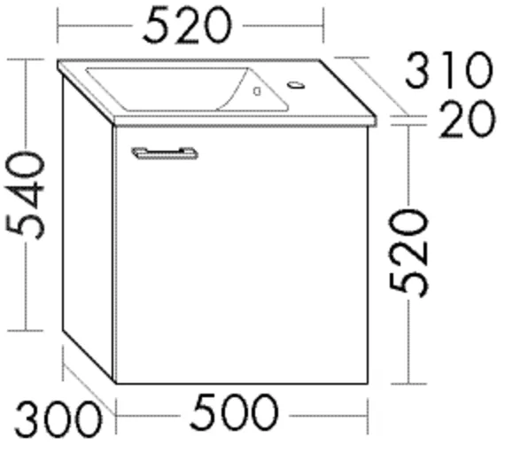 Keramik-Waschtisch Eqio slim inkl. Waschtischunterschrank - burgbad Sys30, 310x520x540 mm, Beckenmaße 330x240 mm, Muldentiefe 100 mm Keramik-Waschtisch Eqio slim inkl. Waschtischunterschrank - burgbad Sys30, 310x520x540 mm, Beckenmaße 330x240 mm, Muldentiefe 100 mm