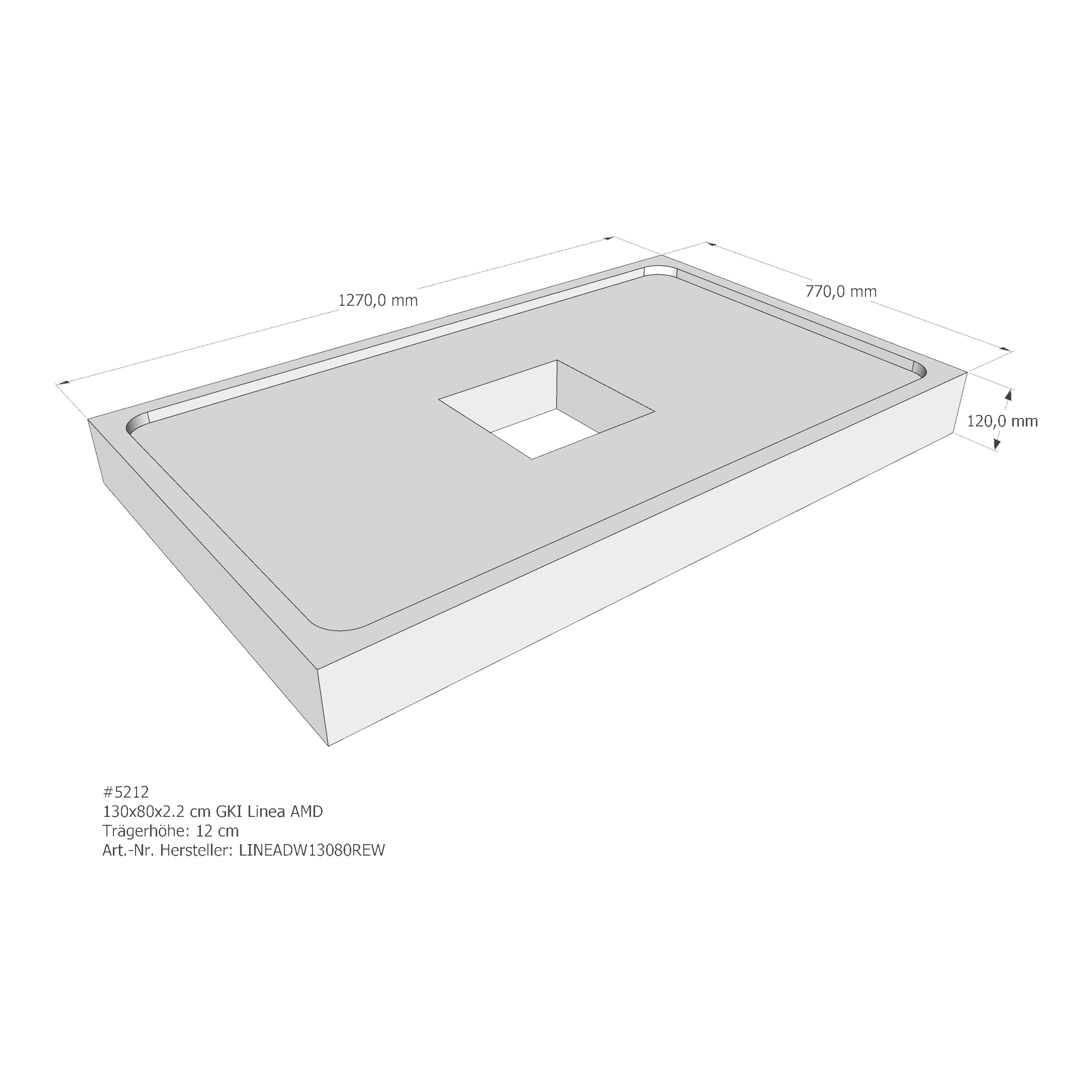 Duschwannenträger für GKI Linea 130 × 80 × 2,2 cm