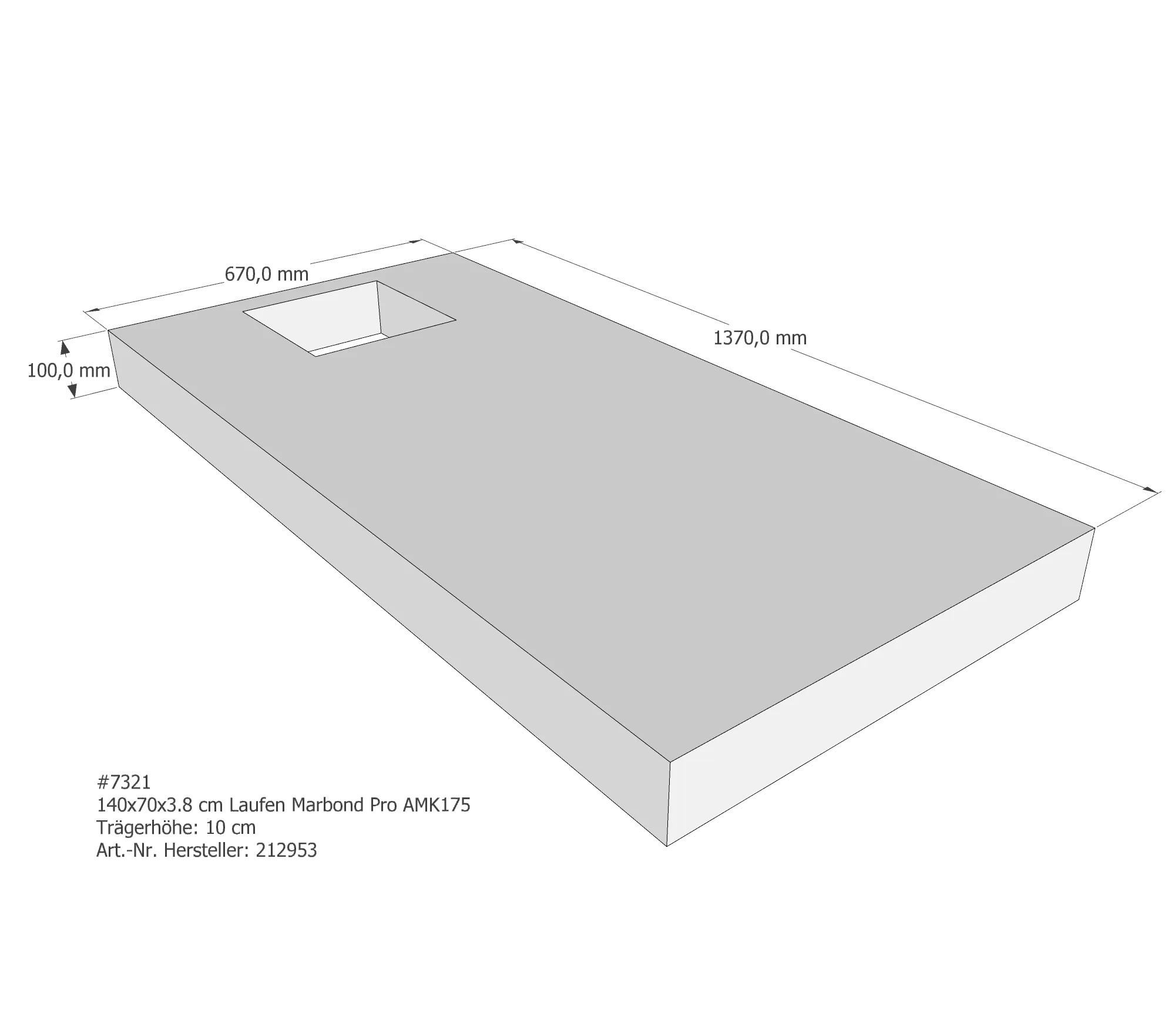 Duschwannenträger passend für Laufen Marbond_Pro 140 × 70 × 3,8 cm