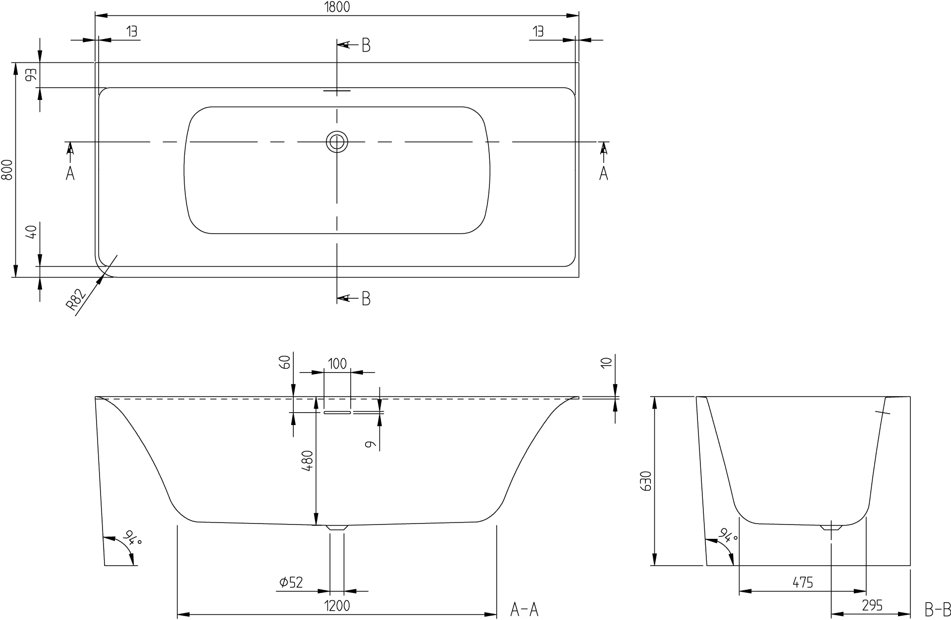 Villeroy & Boch Subway 3.0 Vorwand-Badewanne links, 1800 x 800 mm, Weiß Alpin Villeroy & Boch Subway 3.0 Vorwand-Badewanne links, 1800 x 800 mm, Weiß Alpin