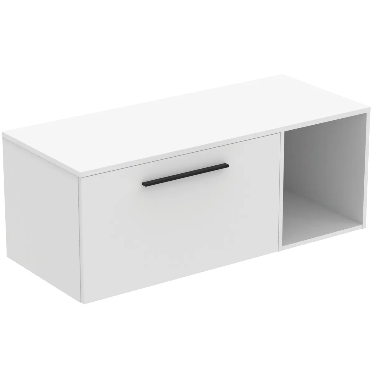 Möbel-Set 120cm i.life B 1 Auszug 1 offenes Fach Griff Schwarz Weiß matt