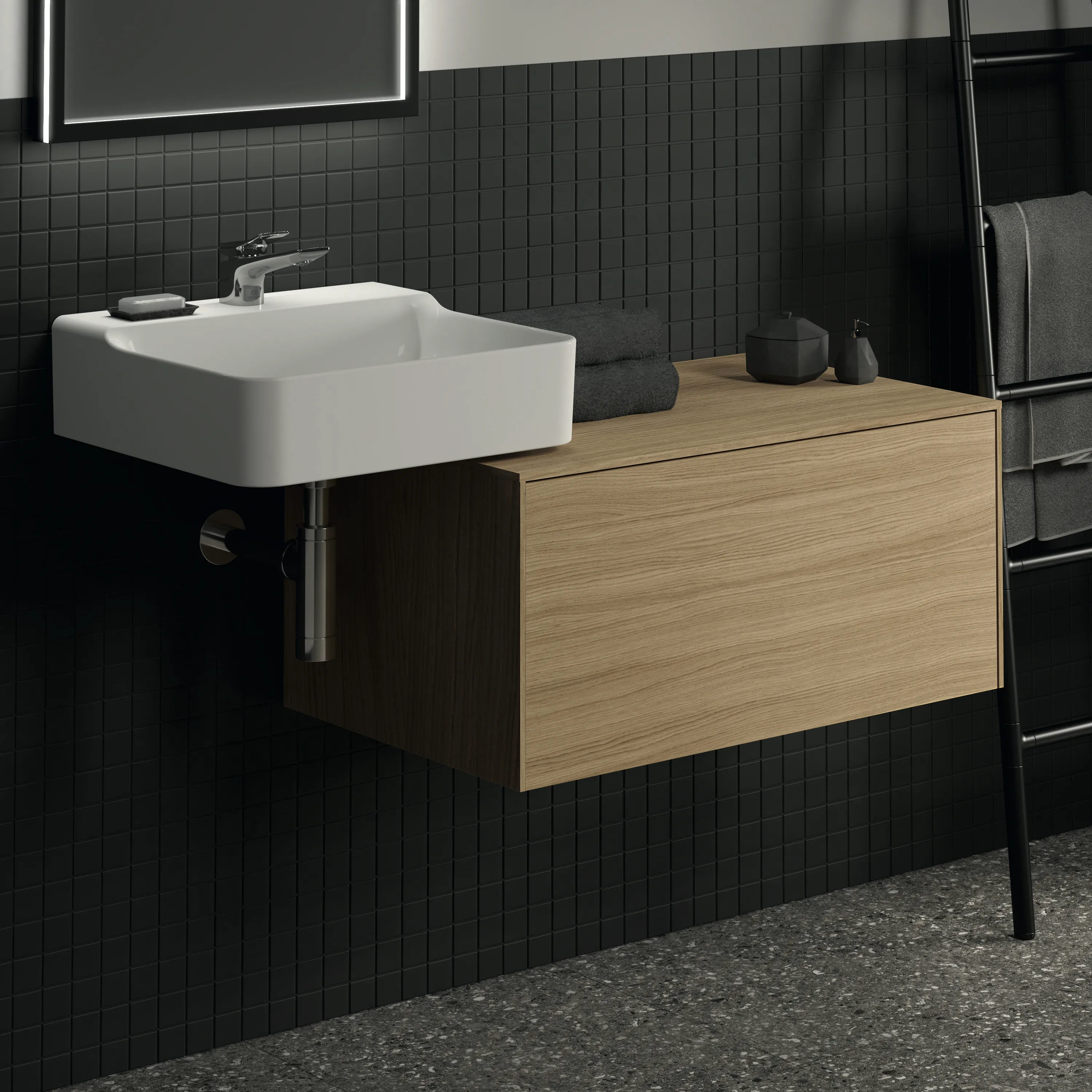 Ideal Standard Waschtischunterschrank „Conca“ 80,2 × 37 × 50,5 cm Eiche hell Furnier