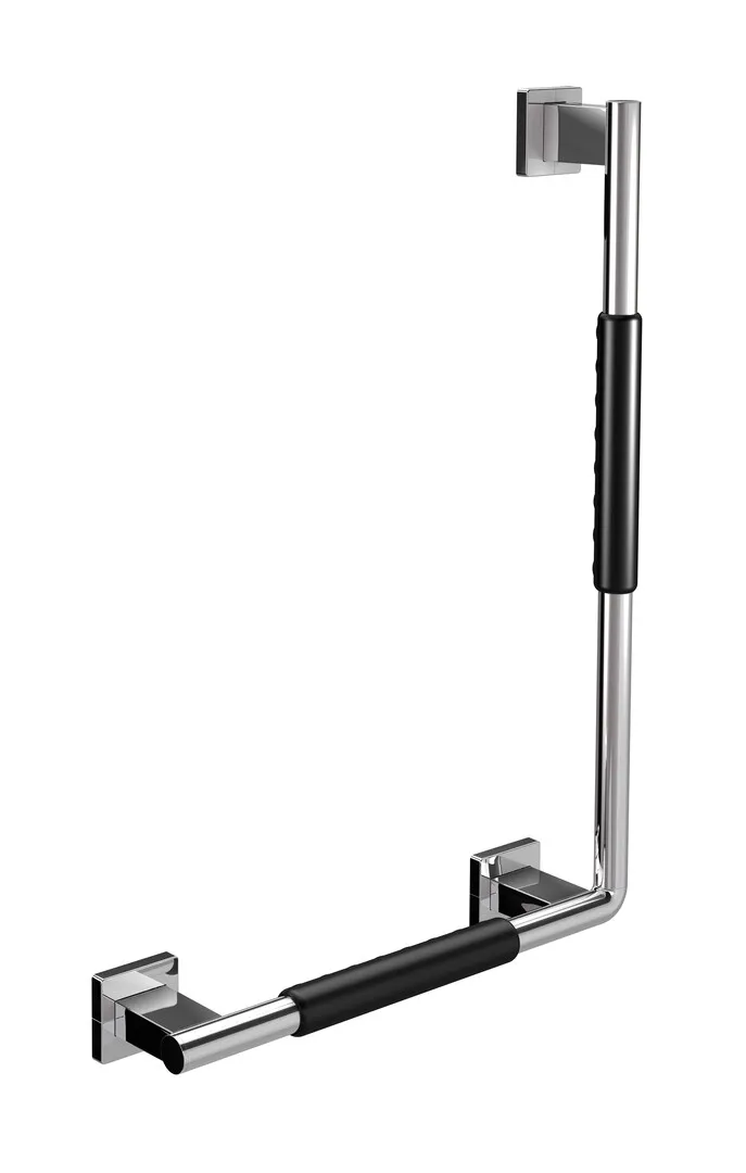 emco 90°-Winkelgriff „system 2“ mit rutschhemmender Ummantelung in chrom / schwarz, links
