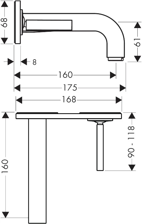 Hansgrohe AXOR Citterio Einhebel-Waschtischmischer Unterputz, Chrom, Ausladung 160 mm, Pingriff, Normalstrahl, max. Durchflussmenge 5 l/min