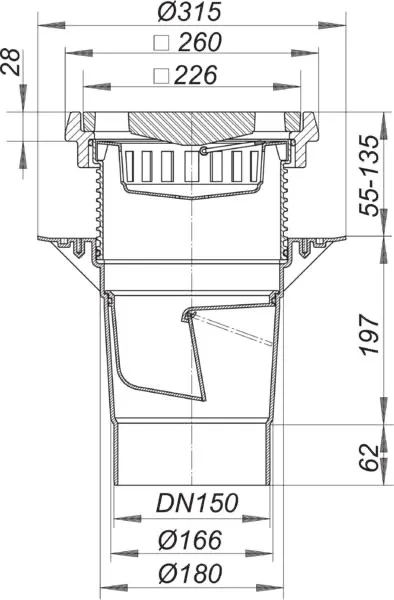 Hof- und Parkdeckablauf 616.1, DN 150
