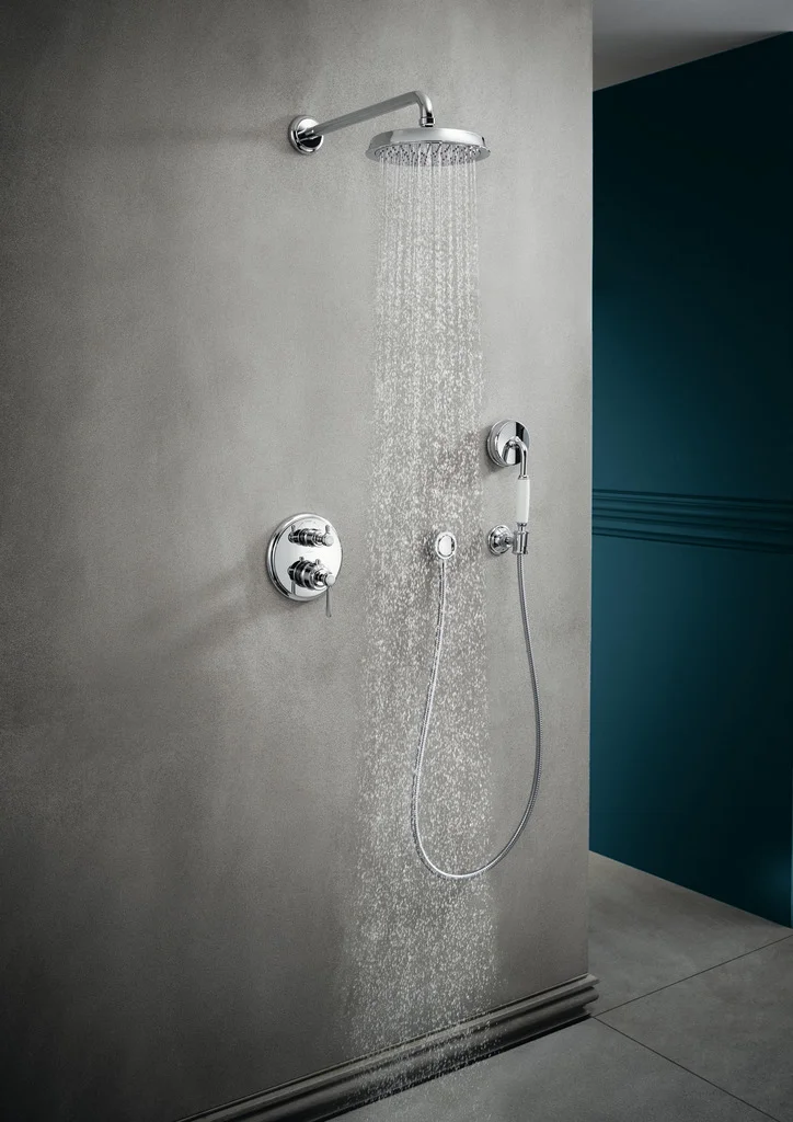 Hansgrohe AXOR Montreux Thermostat Unterputz, Chrom, 1 Verbraucher, Keramikventil 90°, max. Durchflussmenge 25 l/min bei 3 bar, min./max. Betriebsdruck 1/10 bar, einstellbare Temperaturbegrenzung, Rückflussverhinderer, Schalldämpfer, Anschlussart Grundkö