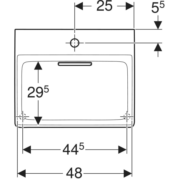Aufsatzwaschtisch „One“ mit horizontalem Ablauf, rechteckig 50 × 41 cm in weiß alpin