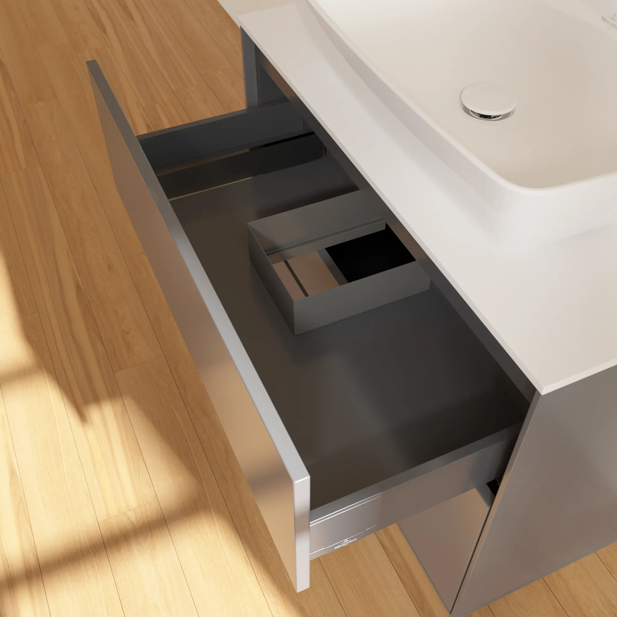 Villeroy & Boch Waschbeckenunterschrank Finion G75, Anthracite Matt Lacquer, 800 x 603 x 501 mm, mit Beleuchtung und SoftClosing
