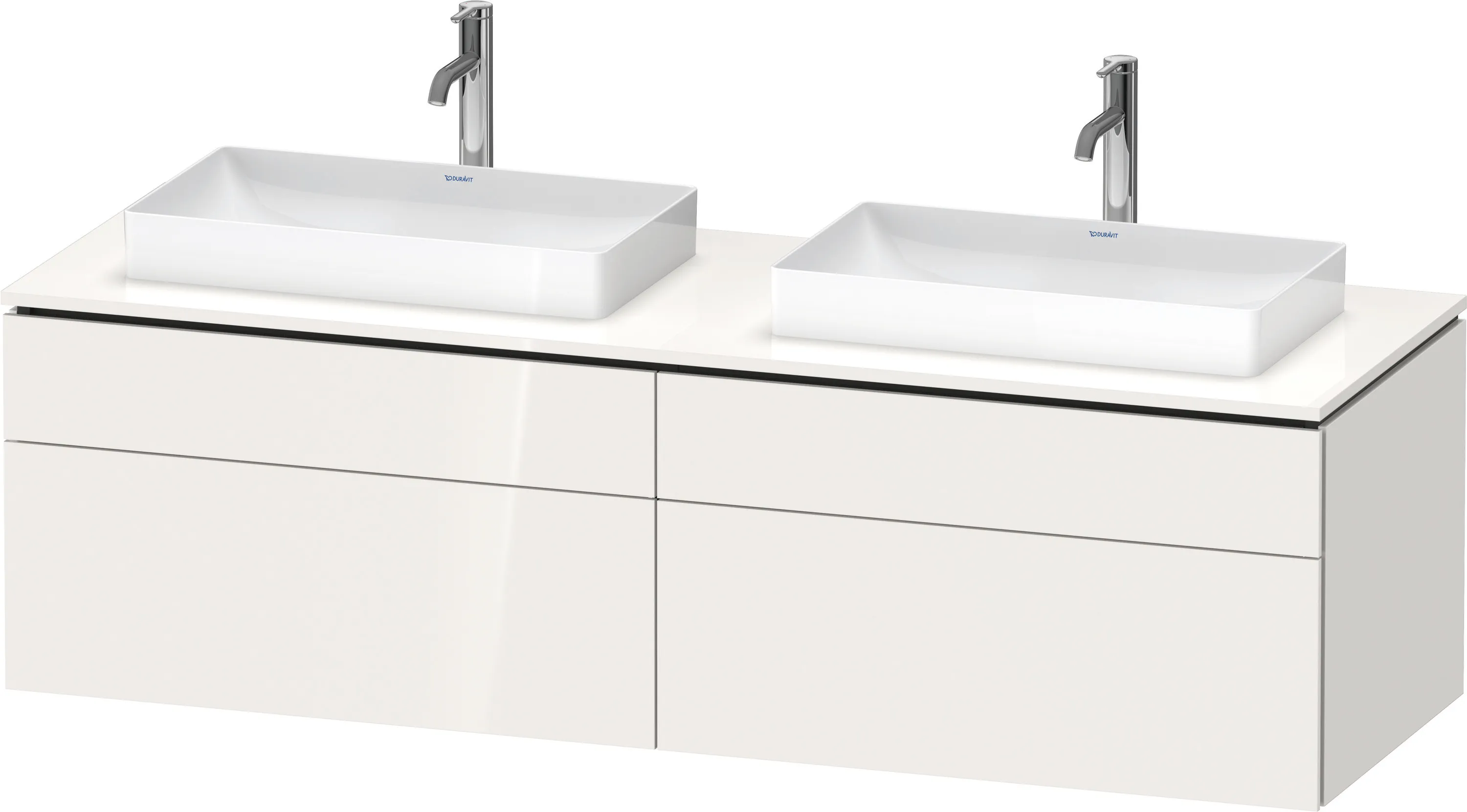 Duravit Waschtischunterschrank wandhängend „L-Cube“ 162 × 48,2 × 55 cm Weiß Hochglanz, links und rechts