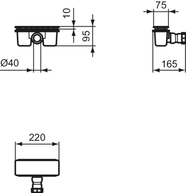 Ideal Standard Ablaufgarnitur für Duschwannen „UltraFlatNew“ Modell T4493AA in Schwarz Matt