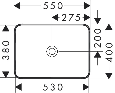 Hansgrohe Aufsatzwaschtisch Xuniva Q, weiß, 550x400 mm, glänzend, ohne Hahnloch und Überlauf, Keramik