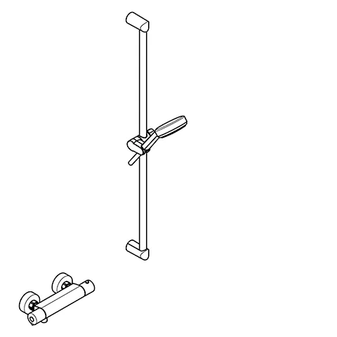 Kludi-DIVE S Shower-Duo 3S Wandstange L=900mm chrom - Thermostat-Brause-Armatur mit 3 Strahlarten und höhenverstellbarer Handbrausehalterung