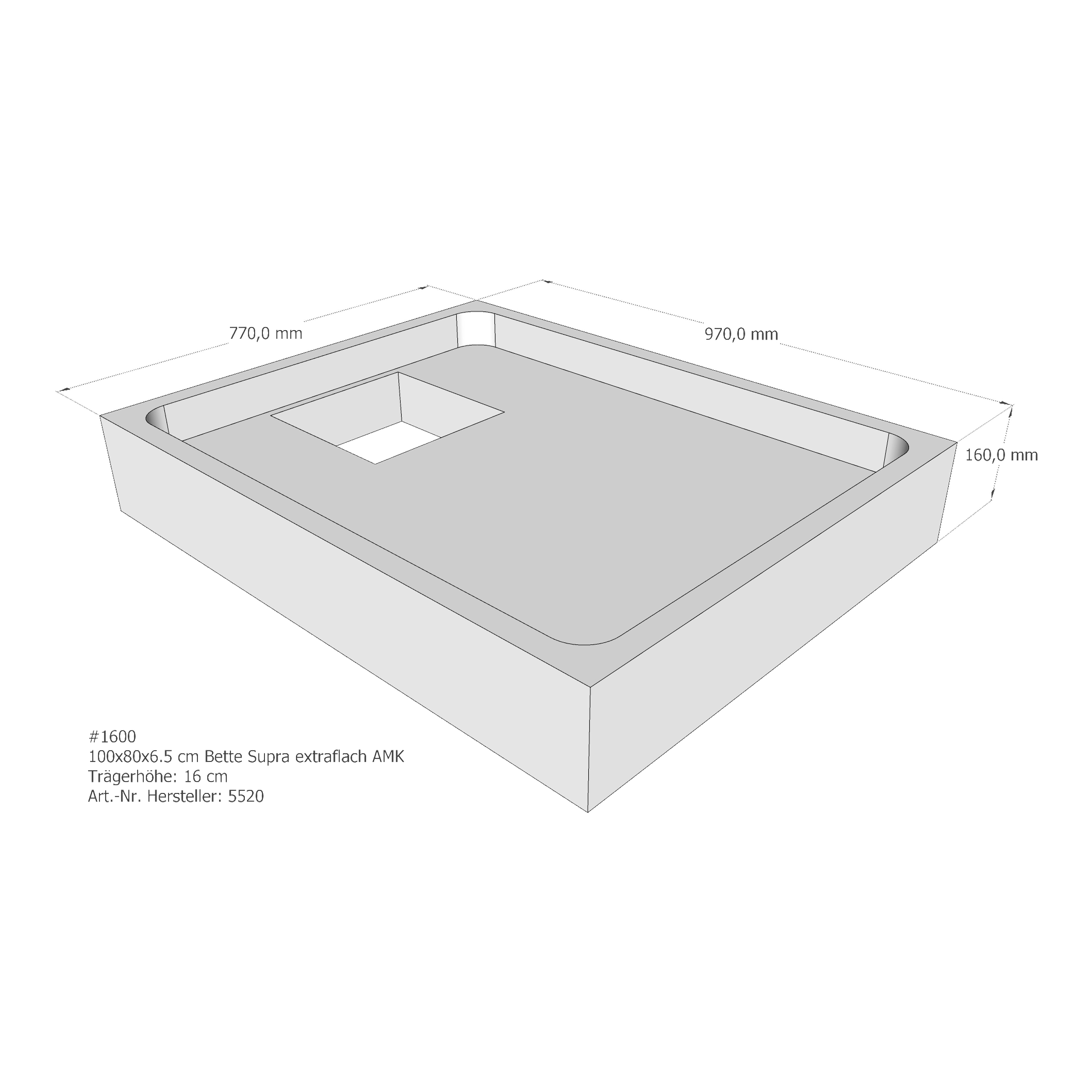 Duschwannenträger für Bette BetteSupra (extraflach) 100 × 80 × 6,5 cm