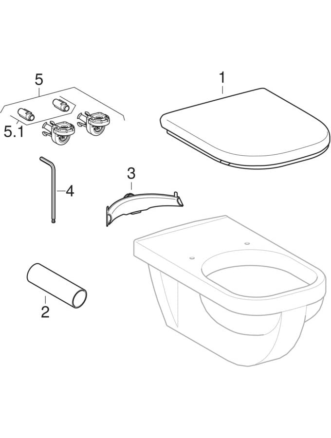 Wand-Flachspül-WC „Renova Comfort Square“ 39 × 36 × 70 cm mit Spülrand