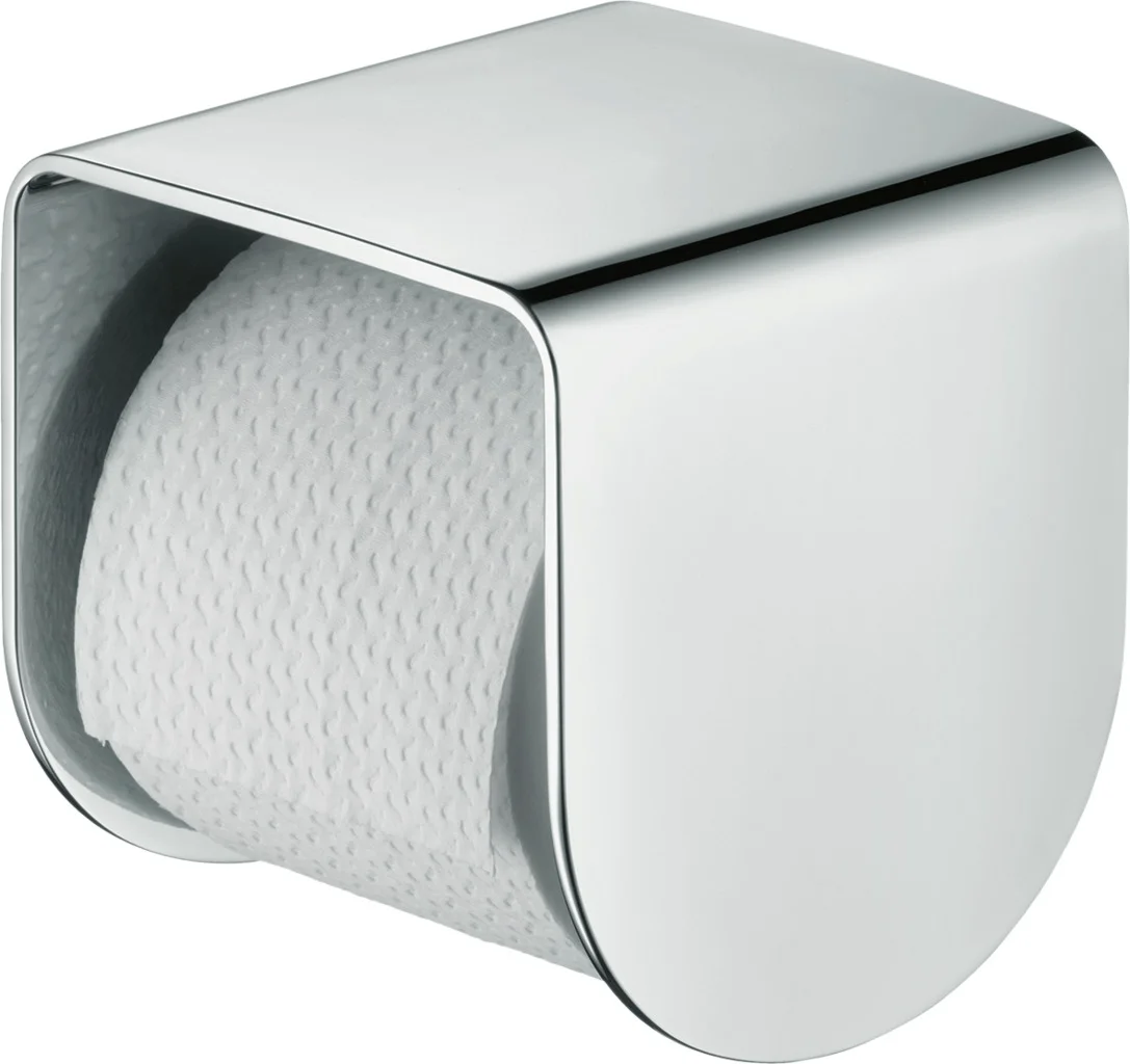 Hansgrohe AXOR Universal Softsquare Toilettenpapierhalter, Chrom, Wandmontage mit verdeckter Befestigung, Bohrloch 6 mm, Bohrabstand 35 mm