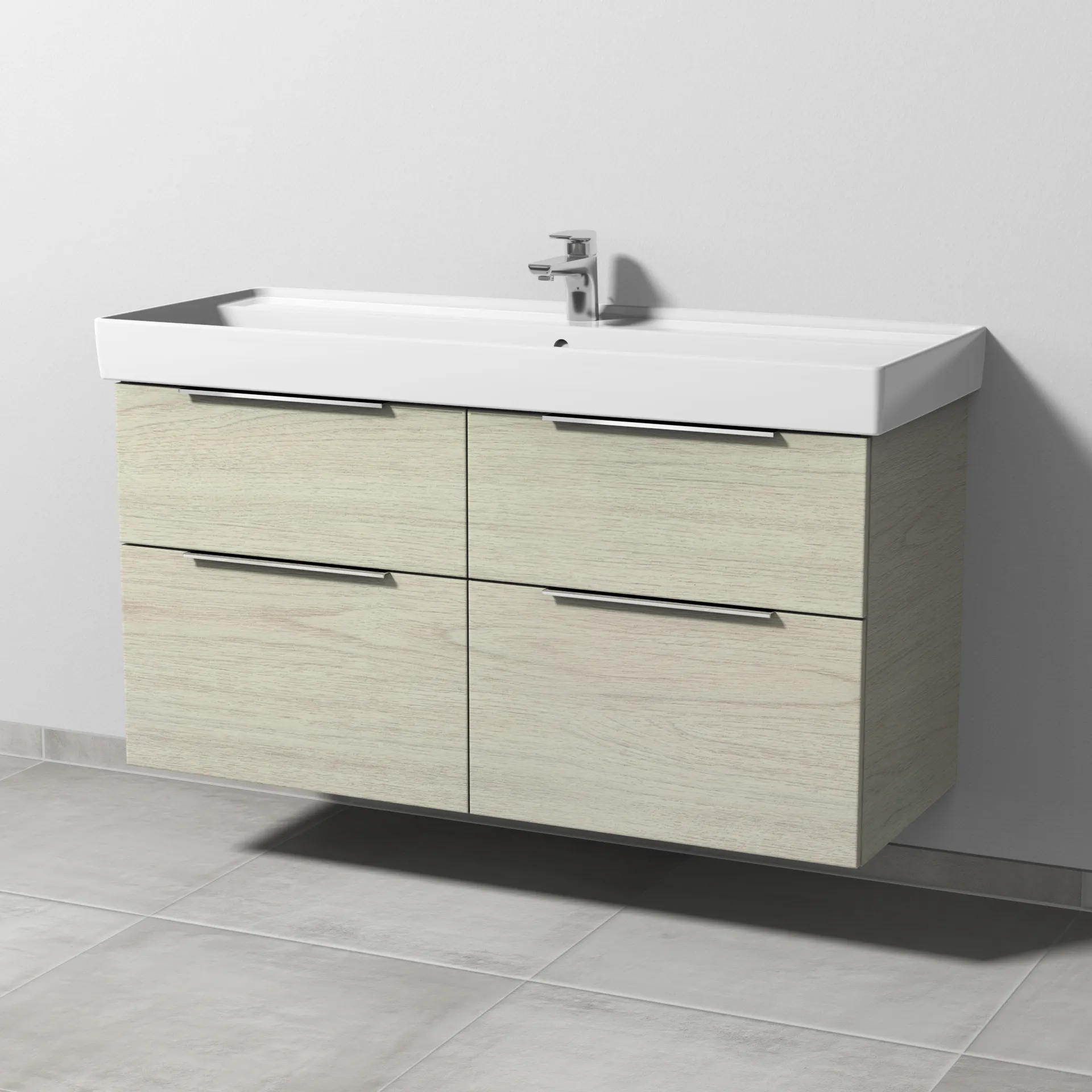 Sanipa Waschtischunterschrank „3way“ passend zu Keramik-Waschtische Collaro von Villeroy &Boch 1150 × 588 × 447 mm in White Oak