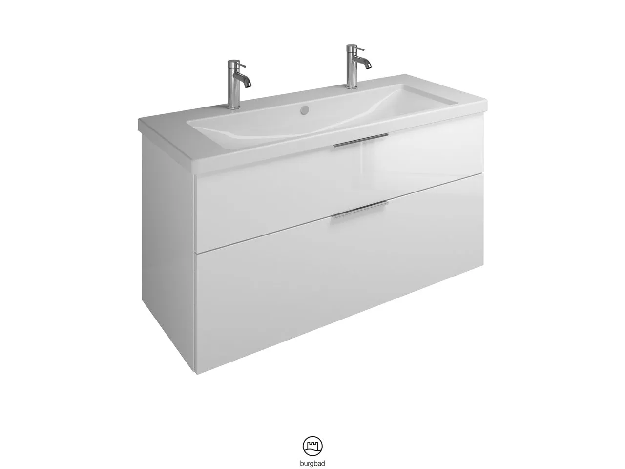 burgbad Badmöbelset Keramik-Waschtisch inkl. Waschtischunterschrank „Eqio“ 123 × 64,5 × 49 cm Griffleiste, Chrom, in Eiche Dekor Klassik burgbad Badmöbelset Keramik-Waschtisch inkl. Waschtischunterschrank „Eqio“ 123 × 64,5 × 49 cm Griffleiste, Chrom, in Eiche Dekor Klassik