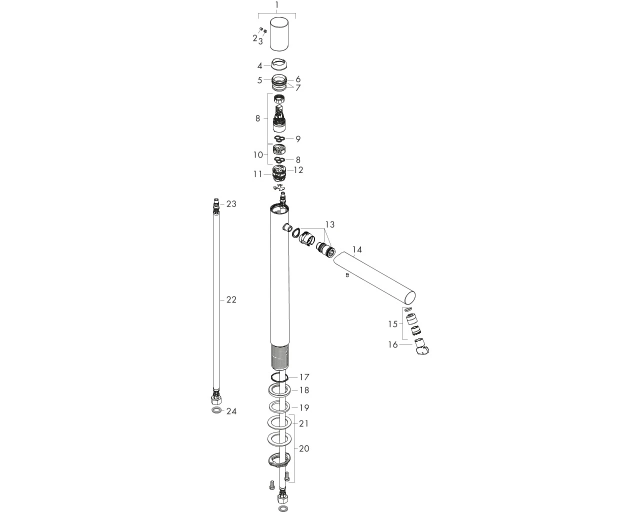 Waschtischmischer 260 Axor Uno Zerogriff ohne Ablaufgarnitur chrom