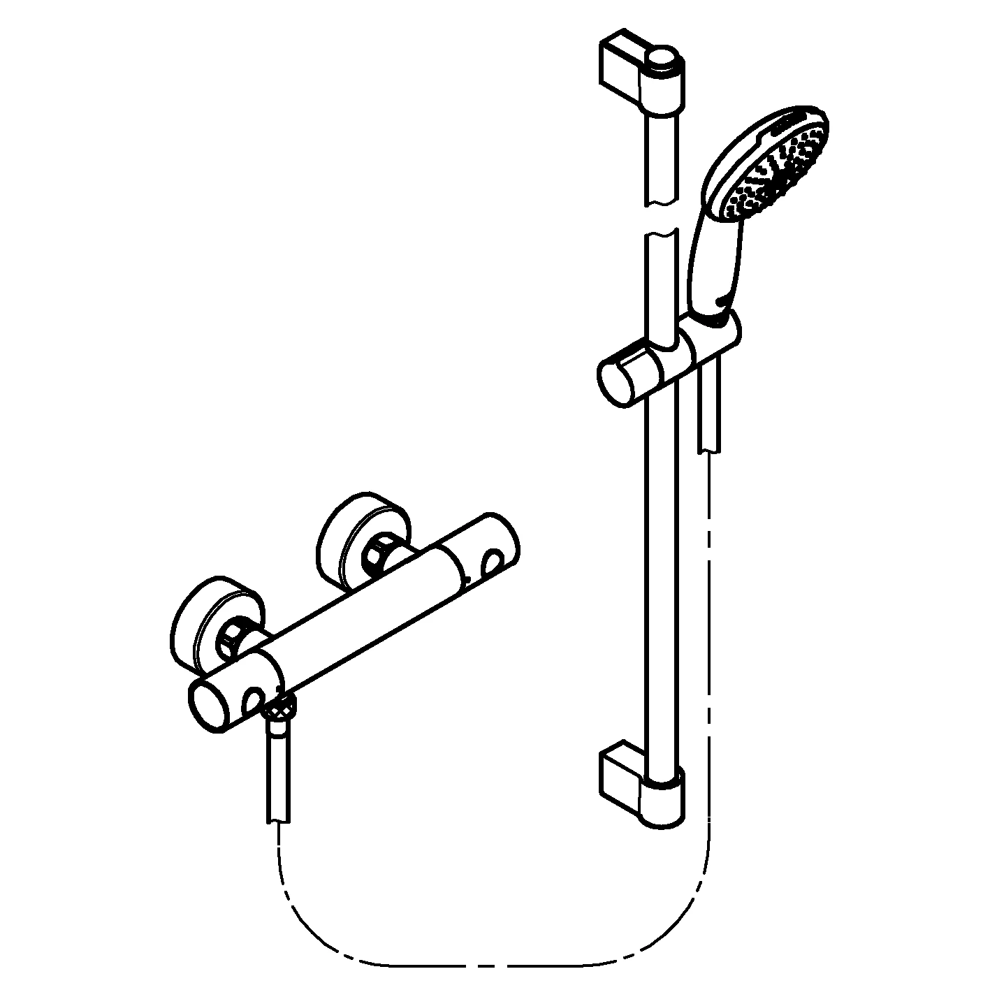 Thermostat-Brausebatterie Grohtherm 800 Cosmopolitan 34769_1, mit Tempesta Brausestangenset 900mm, 2 Strahlarten: Rain/Jet, chrom