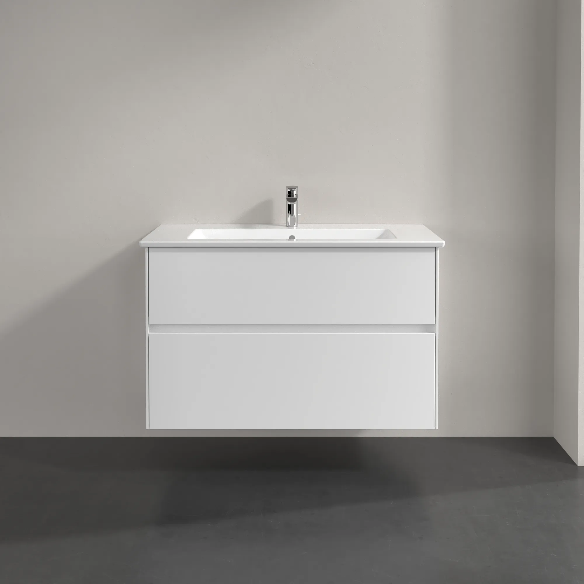 Villeroy & Boch Waschtischunterschrank „Collaro“ 961 × 610 × 480 mm Weiß Matt, ohne Beleuchtung, für Becken mittig