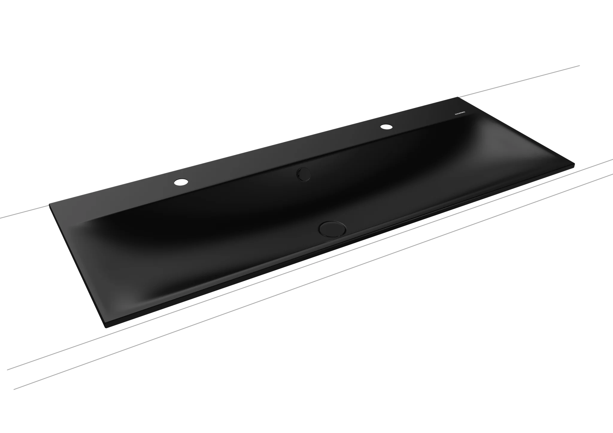 Kaldewei SILENIO Einbau-Doppelwaschtisch, schwarz matt 100, 1200x460 mm, 14 mm Randhöhe, mit Überlauf und 2x1er Hahnlochbohrung