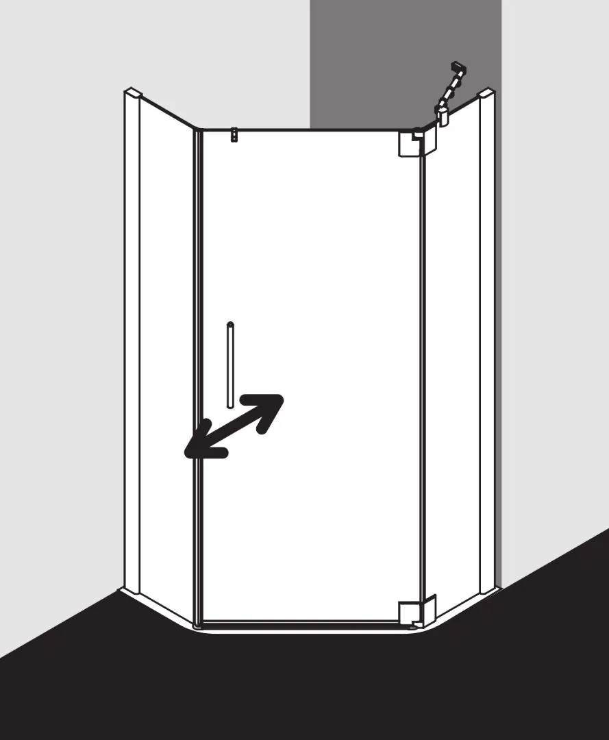 Kermi Duschdesign Fünfeck-Duschkabine mit Pendeltür rechts mit Festfeldern für gleichschenklige Wannen „PASA XP“ Glas SR Opaco, Profile Silber Hochglanz, BV: 870 - 900 mm GAK: 855 - 885 mm WE: 880 - 910 mm H: 1850 mm Kermi Duschdesign Fünfeck-Duschkabine mit Pendeltür rechts mit Festfeldern für gleichschenklige Wannen „PASA XP“ Glas SR Opaco, Profile Silber Hochglanz, BV: 870 - 900 mm GAK: 855 - 885 mm WE: 880 - 910 mm H: 1850 mm