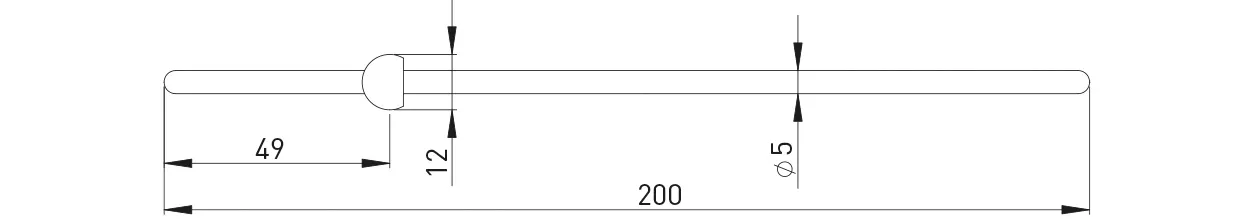 Zugstange 200 mm, Messing verchromt für waagerechten Einbau Zugstange 200 mm, Messing verchromt für waagerechten Einbau