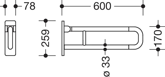 HEWI Stützklappgriff „Serie 801“ HEWI Stützklappgriff „Serie 801“