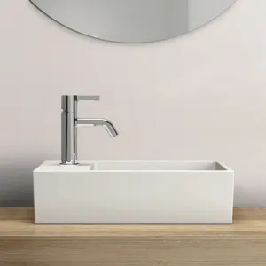Waschbecken „Extra“ 45 × 25 × 15 cm, Hahnlochposition links in Weiß