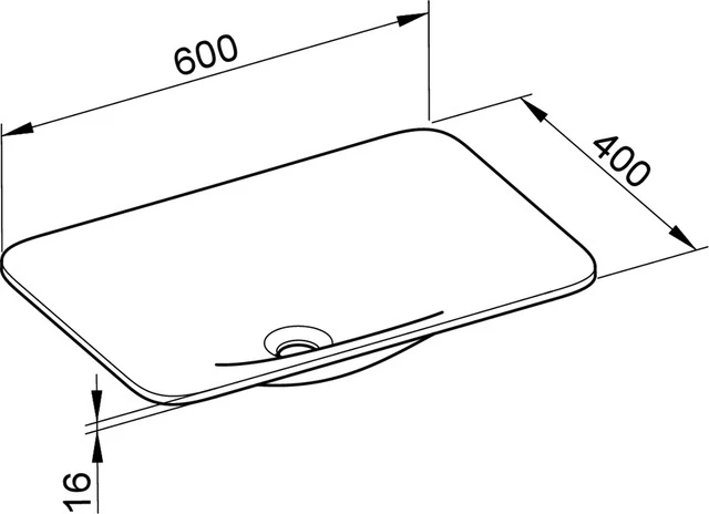 KEUCO Einbauwaschtisch „Edition 400“, ohne Hahnlochbohrung in Weiß, 600 × 400 × 16 mm