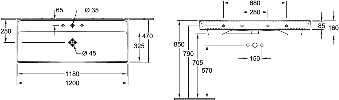 Villeroy & Boch Collaro Schrankwaschtisch 1200x470mm Rechteck TitanCeram Weiß Alpin