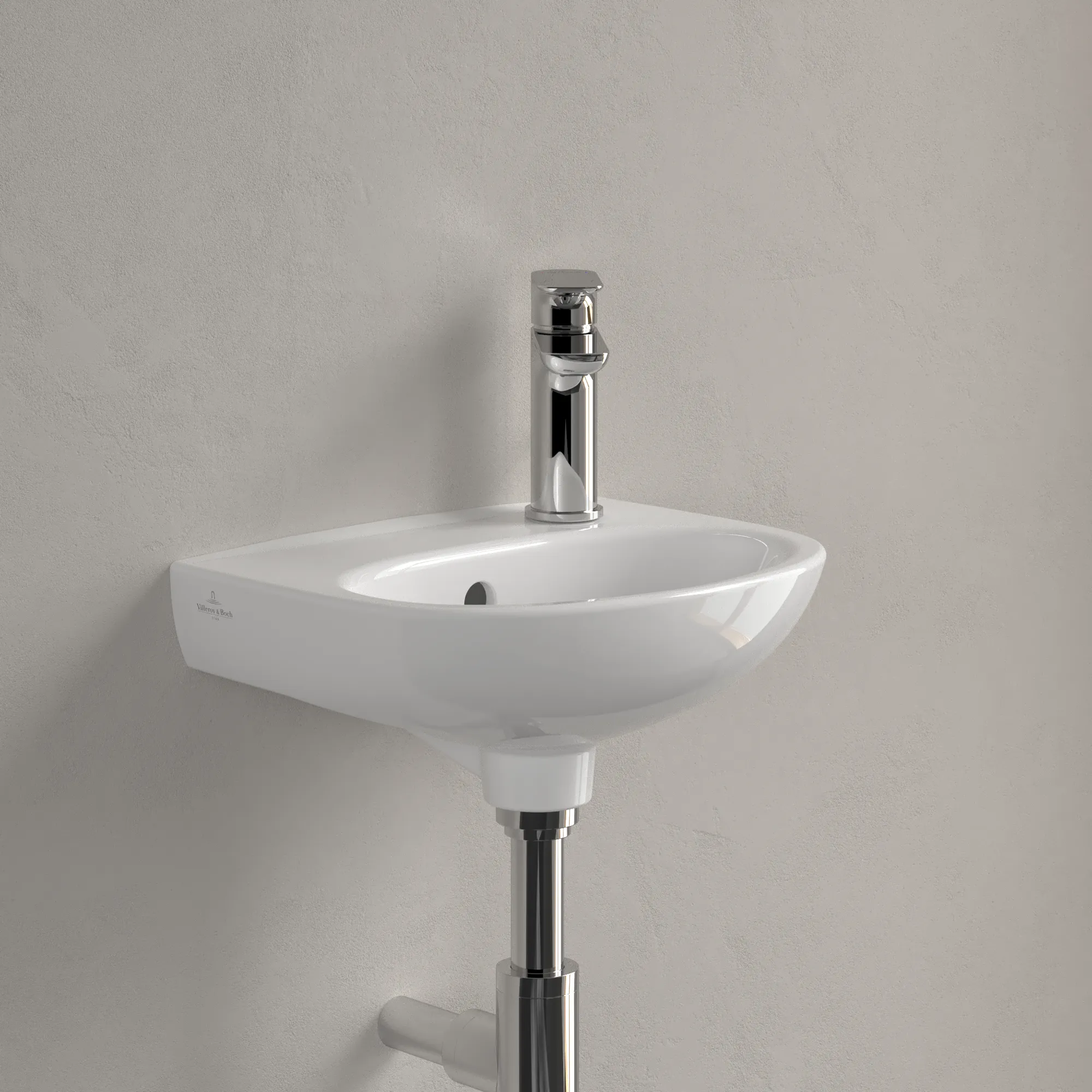 Villeroy & Boch Handwaschbecken O.novo, oval, weiß Alpin CeramicPlus, 360x275x145 mm, 1-Loch-Armatur, mit Überlauf