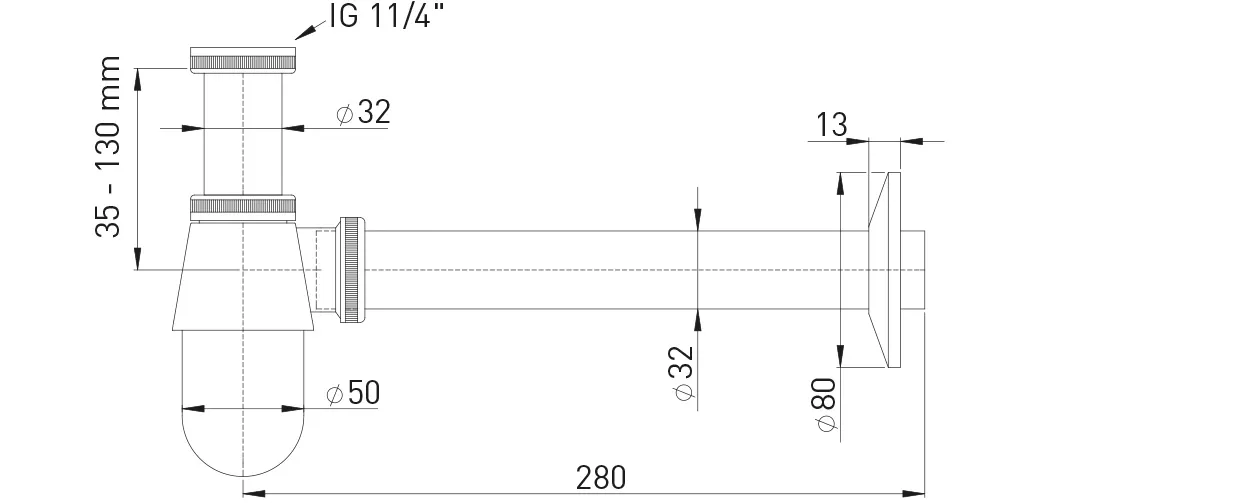 Flaschengeruchverschluss ″Plus″ 1 1/4″ geprüft nach DIN 19545 + EN 274