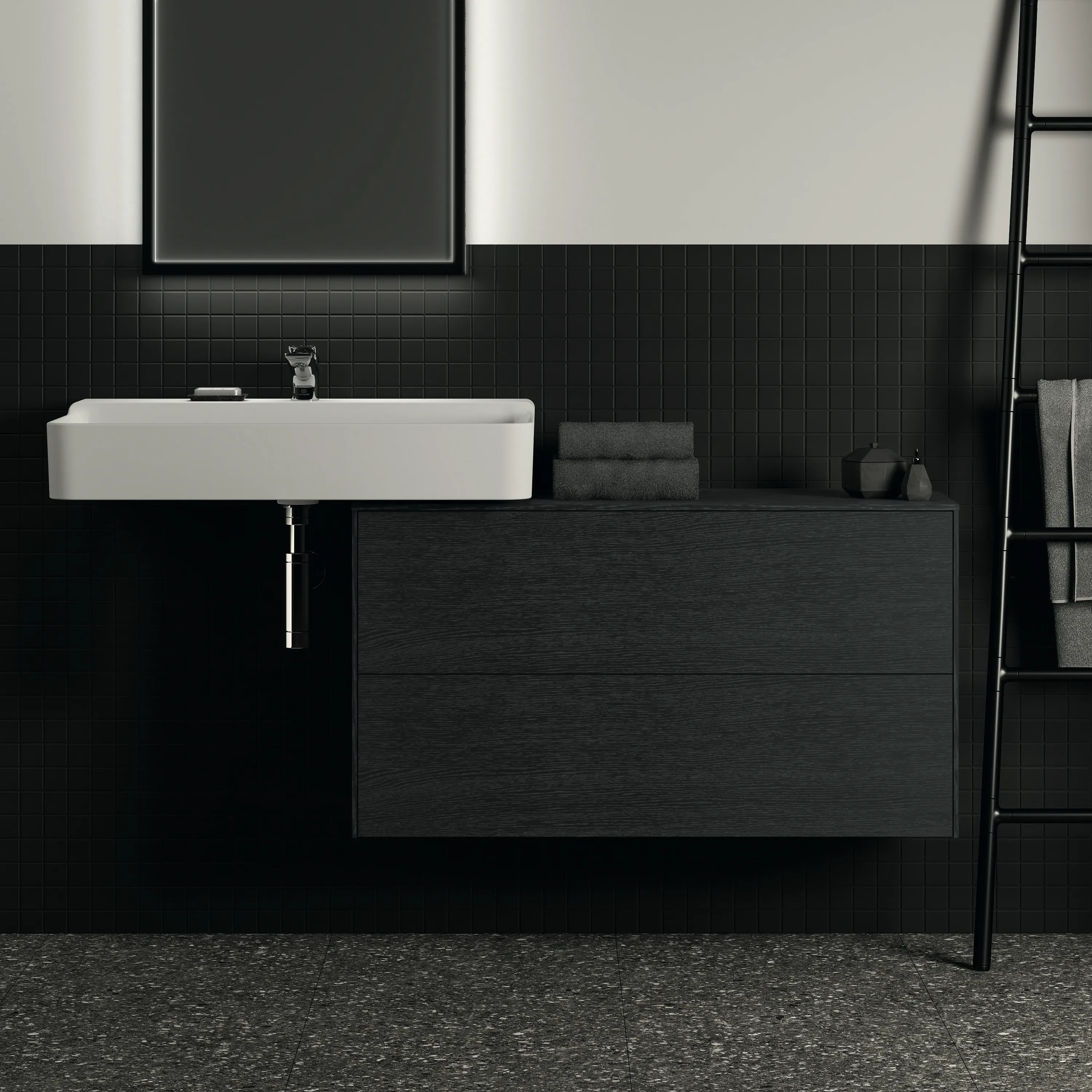 Ideal Standard Waschtischunterschrank „Conca“ 100,2 × 55 × 37,3 cm Eiche geflammt Furnier Ideal Standard Waschtischunterschrank „Conca“ 100,2 × 55 × 37,3 cm Eiche geflammt Furnier