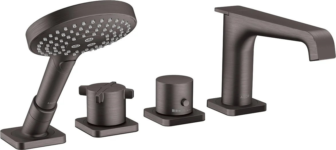 Hansgrohe AXOR Citterio E 4-Loch Wannenrandarmatur mit Thermostat, Brushed Black Chrome, Ausladung 190 mm