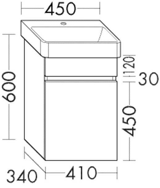 Waschtischunterschrank Sys30 von burgbad - 1 Blende, 1 Tür, 410 mm breit, 340 mm tief, 600 mm hoch Waschtischunterschrank Sys30 von burgbad - 1 Blende, 1 Tür, 410 mm breit, 340 mm tief, 600 mm hoch