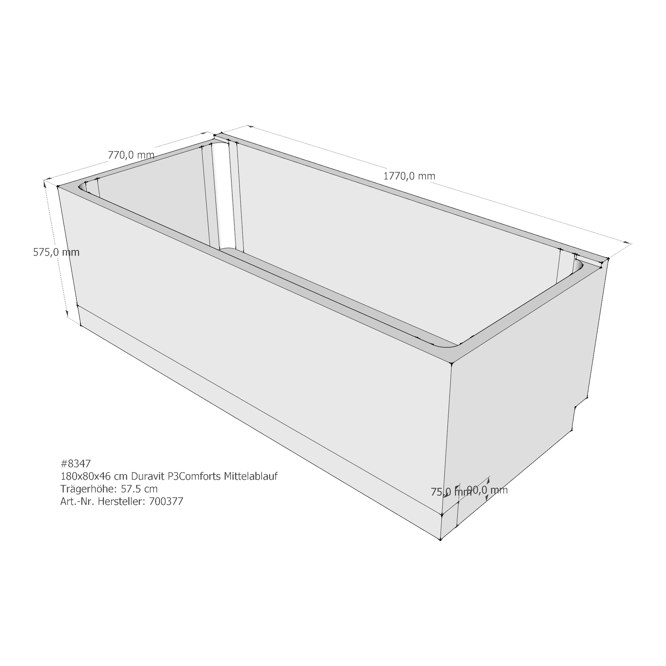Badewannenträger für Duravit P3 Comforts 180 × 80 × 46 cm