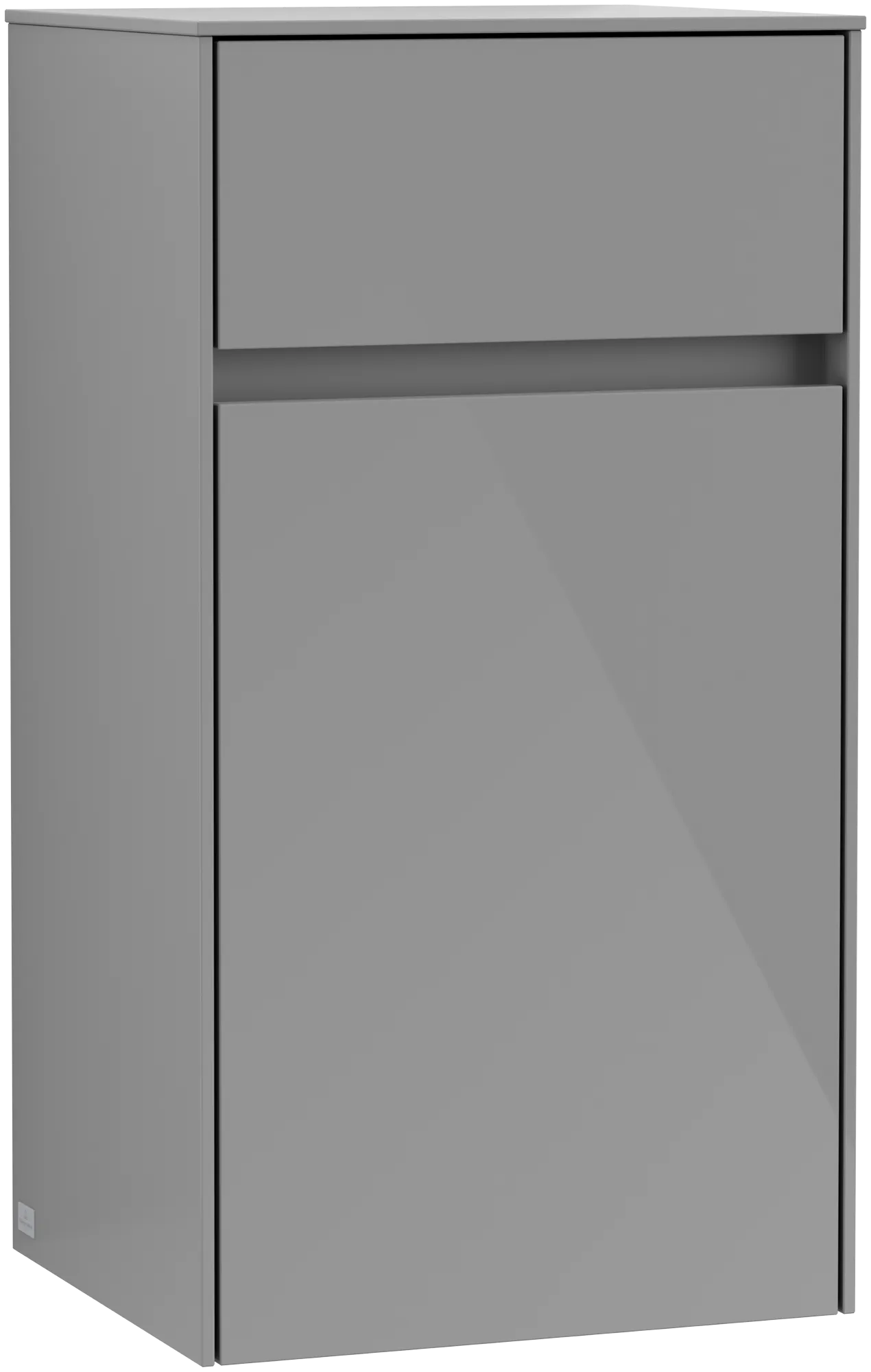 Villeroy & Boch Seitenschrank Collaro C03200, Glossy Grey, 404x748x349 mm, 1 Tür, 1 Schublade mit SoftClosing, Wandmontage Villeroy & Boch Seitenschrank Collaro C03200, Glossy Grey, 404x748x349 mm, 1 Tür, 1 Schublade mit SoftClosing, Wandmontage