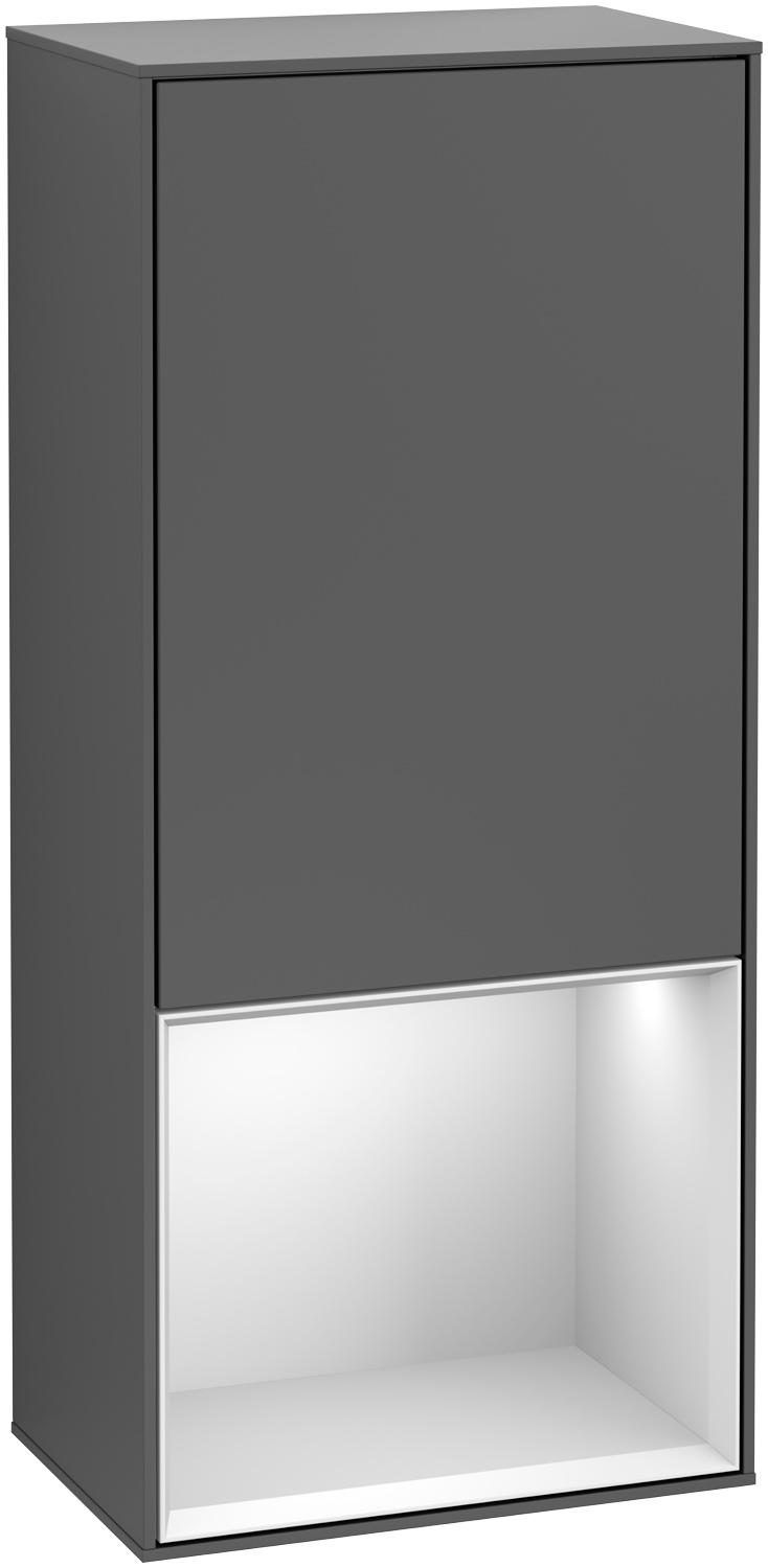 Villeroy & Boch Seitenschrank „Finion“ 41,8 × 93,6 cm 1 Tür, Anschlag rechts, mit Regalelement-Beleuchtung in Anschlag rechts