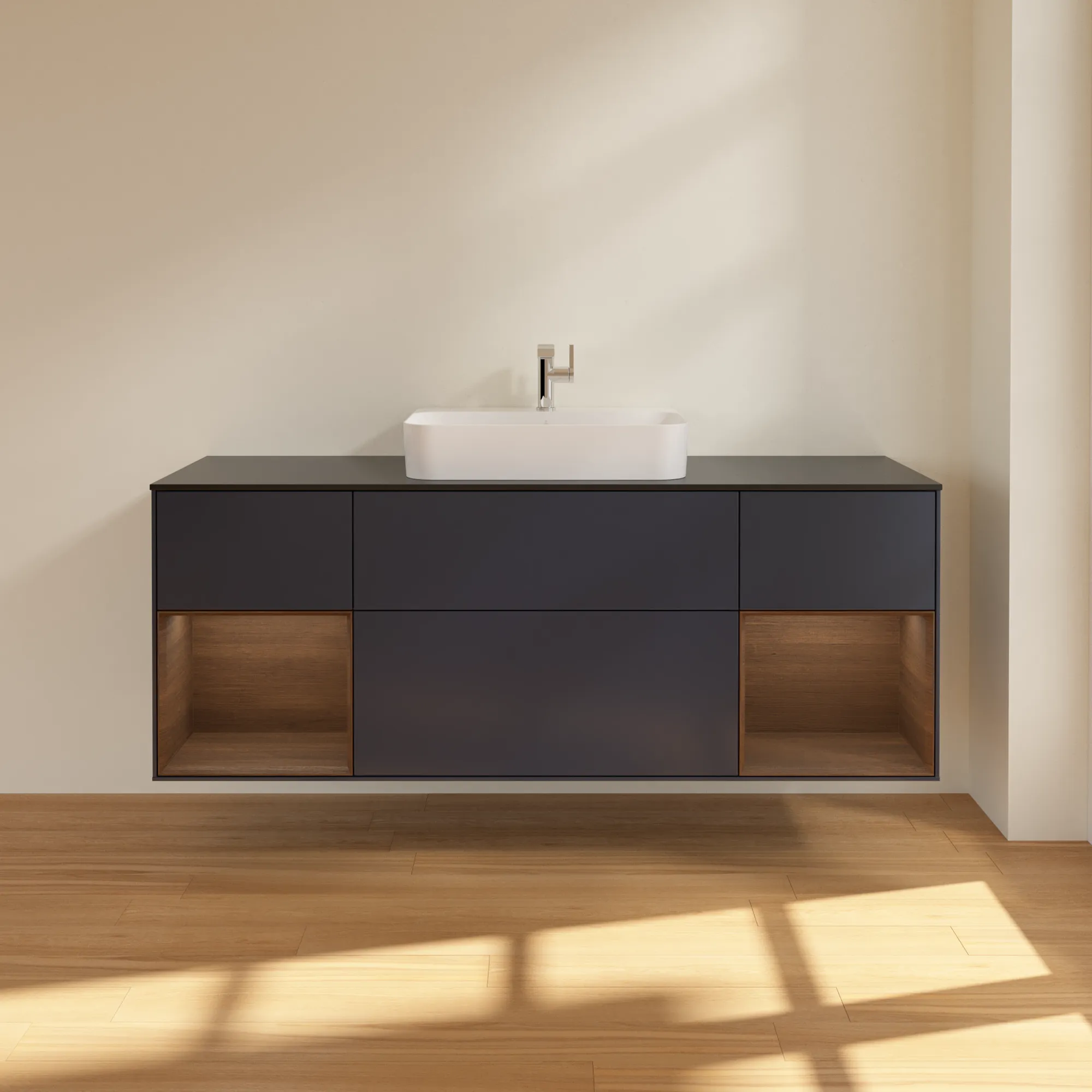 Villeroy & Boch Waschtischunterschrank „Finion“ für Schrankwaschtisch 1600 × 603 × 501 mm Midnight Blue Matt Lacquer, für Becken mittig