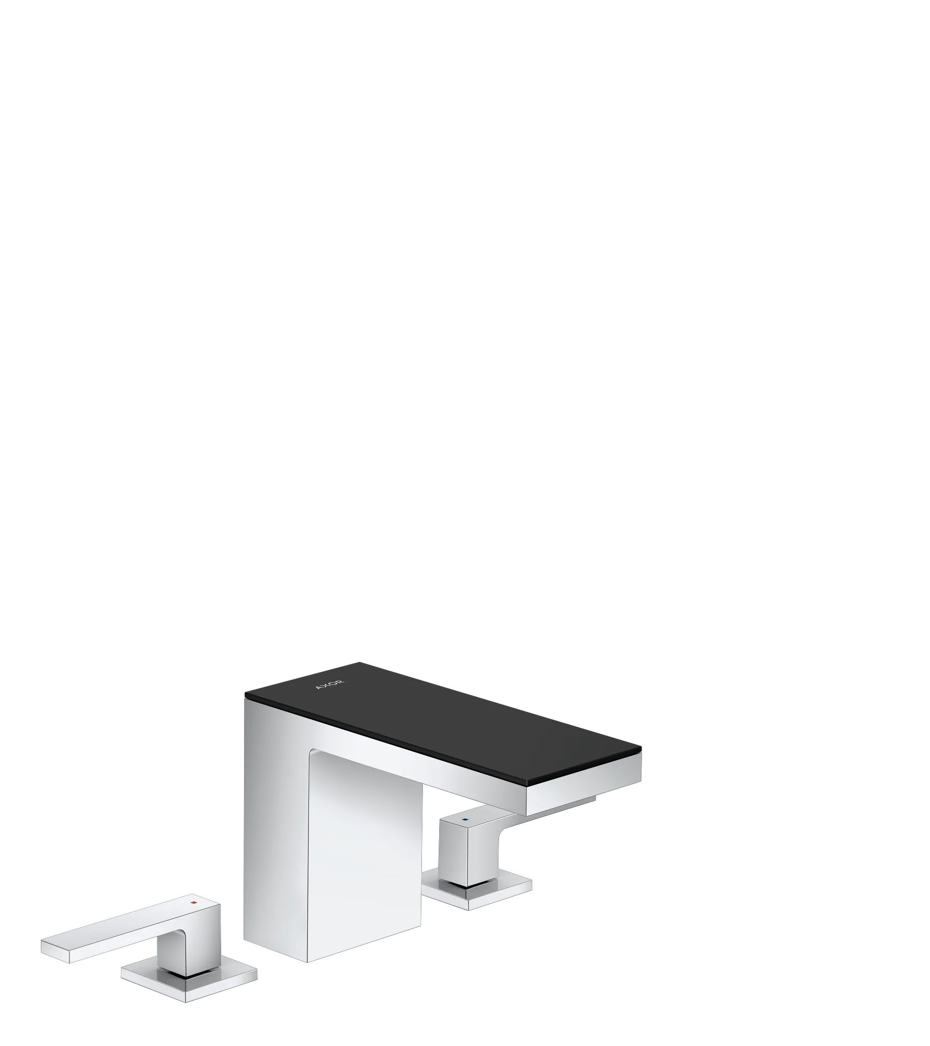 AXOR MyEdition 3-Loch Waschtischarmatur 110 mit Push-Open Ablaufgarnitur Chrom/Spiegelglas AXOR MyEdition 3-Loch Waschtischarmatur 110 mit Push-Open Ablaufgarnitur Chrom/Spiegelglas