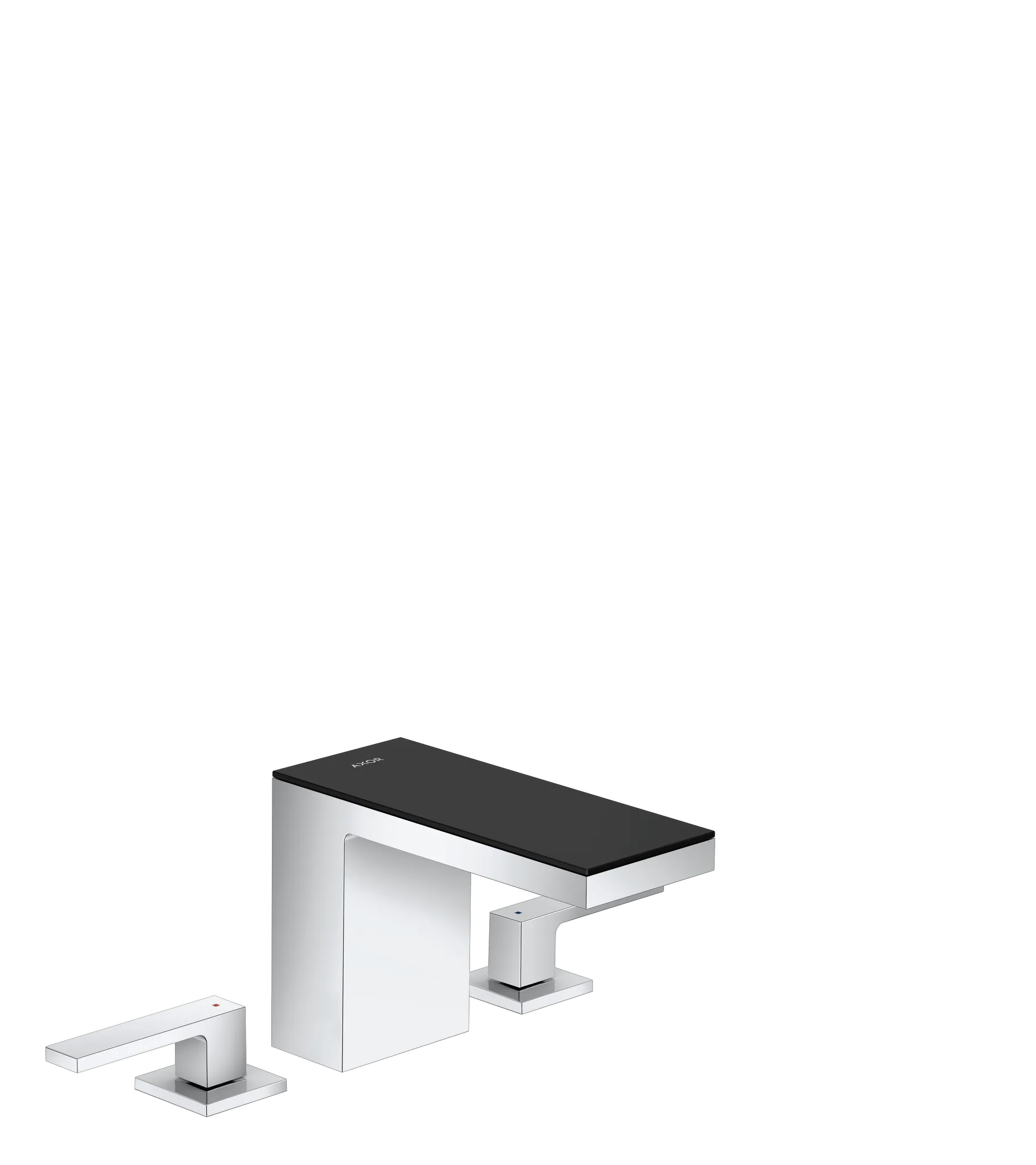 Hansgrohe AXOR MyEdition 3-Loch Waschtischarmatur 110 mit Push-Open Ablaufgarnitur, Chrom/Schwarzglas Hansgrohe AXOR MyEdition 3-Loch Waschtischarmatur 110 mit Push-Open Ablaufgarnitur, Chrom/Schwarzglas