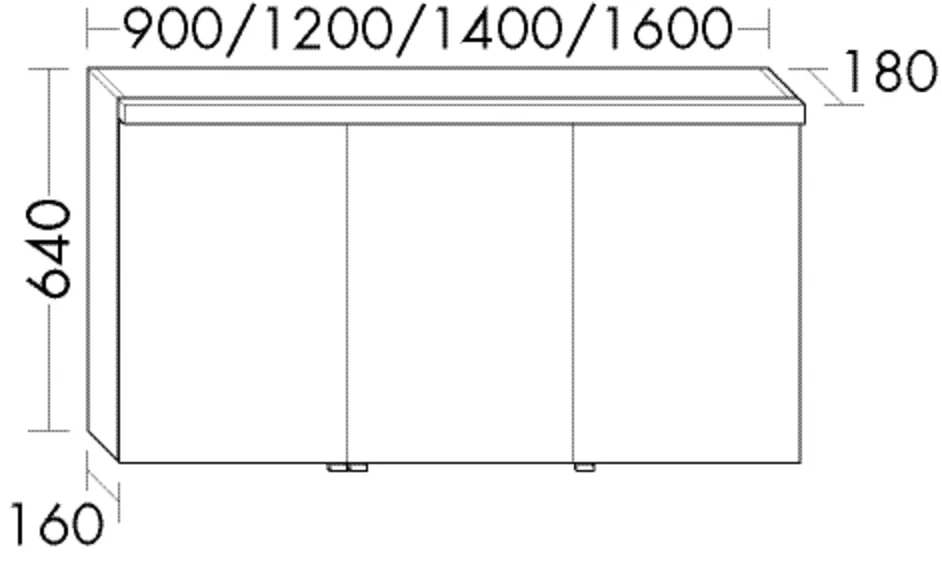 Spiegelschrank Sinea1.0 von burgbad - beidseitig verspiegelt, LED-Aufsatzleuchte 4200 K, 900 mm breit, 640 mm hoch, 180 mm tief