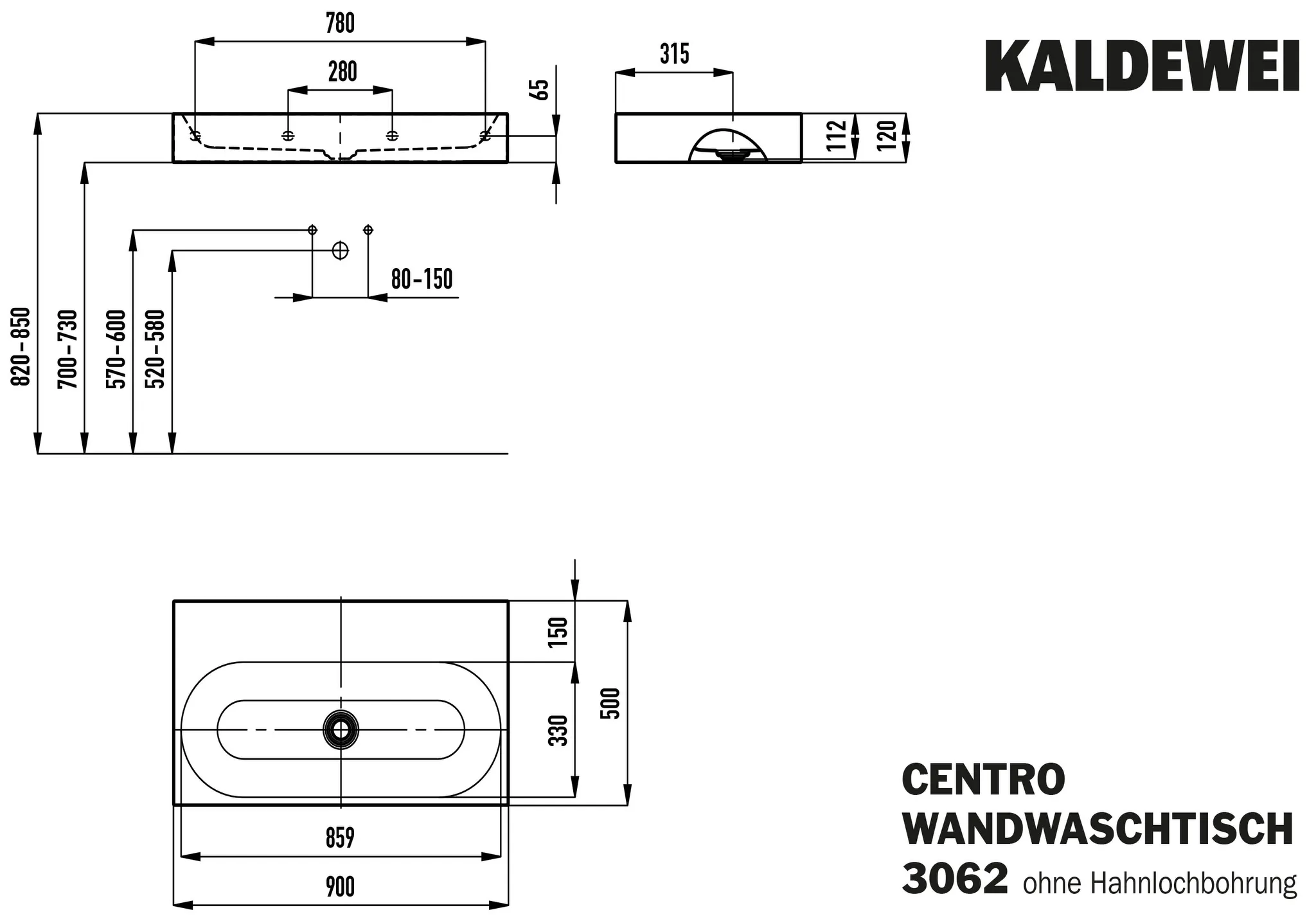 Wandwaschtisch „Centro“ 90 × 50 cm, ohne Hahnlochbohrung in bahamabeige, mit Perl-Effekt Wandwaschtisch „Centro“ 90 × 50 cm, ohne Hahnlochbohrung in bahamabeige, mit Perl-Effekt