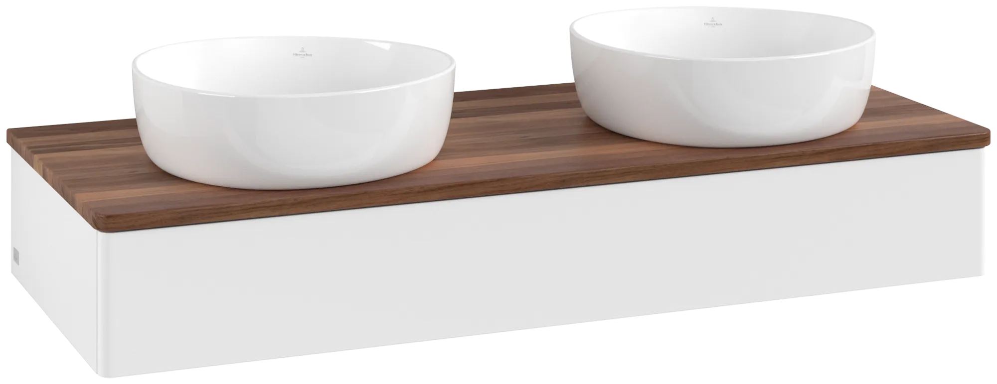 Villeroy & Boch Antao Waschbeckenunterschrank L13_1, 1200x190x500mm, Weiß Matt Lack / Hell Walnuss