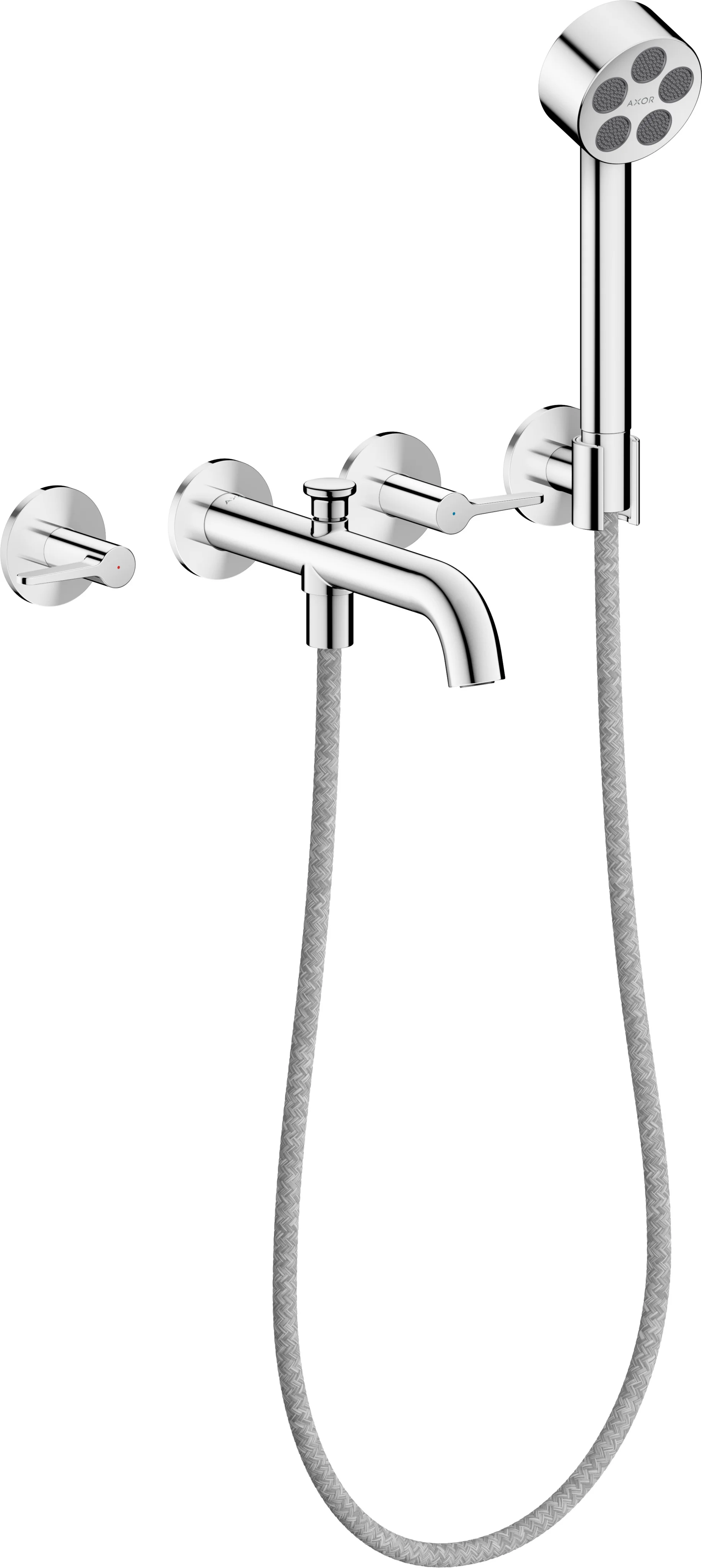 Hansgrohe AXOR One 3-Loch Wannenarmatur Unterputz Chrom, Ausladung 220 mm, PowderRain-Handbrause, max. Durchfluss 25,7 l/min Hansgrohe AXOR One 3-Loch Wannenarmatur Unterputz Chrom, Ausladung 220 mm, PowderRain-Handbrause, max. Durchfluss 25,7 l/min
