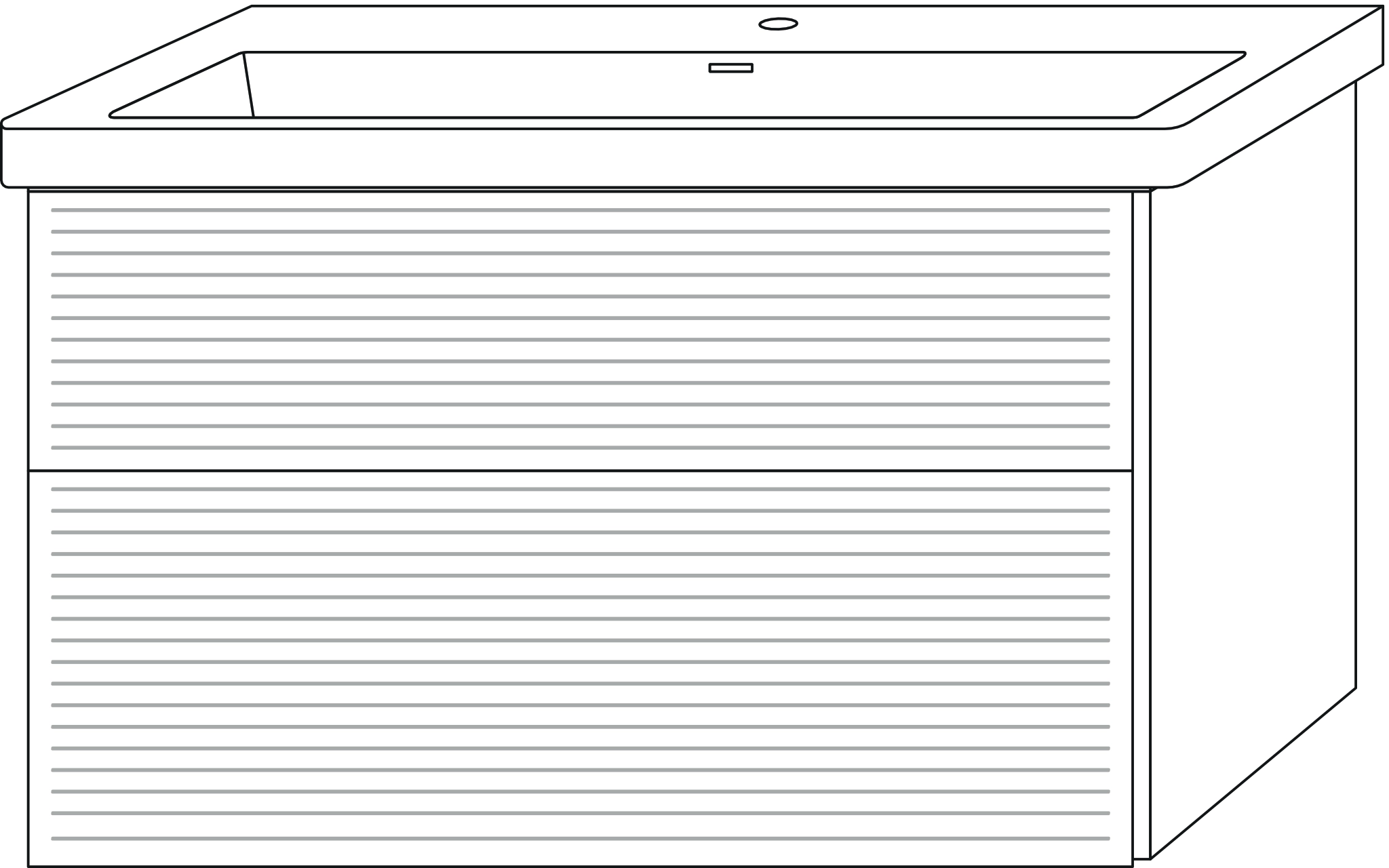 Sanipa Waschtischunterschrank „3way“ Struktur 955 × 588 × 462 mm in Weiß (glanz), mit Hahnlochbohrung, Becken mittig Sanipa Waschtischunterschrank „3way“ Struktur 955 × 588 × 462 mm in Weiß (glanz), mit Hahnlochbohrung, Becken mittig