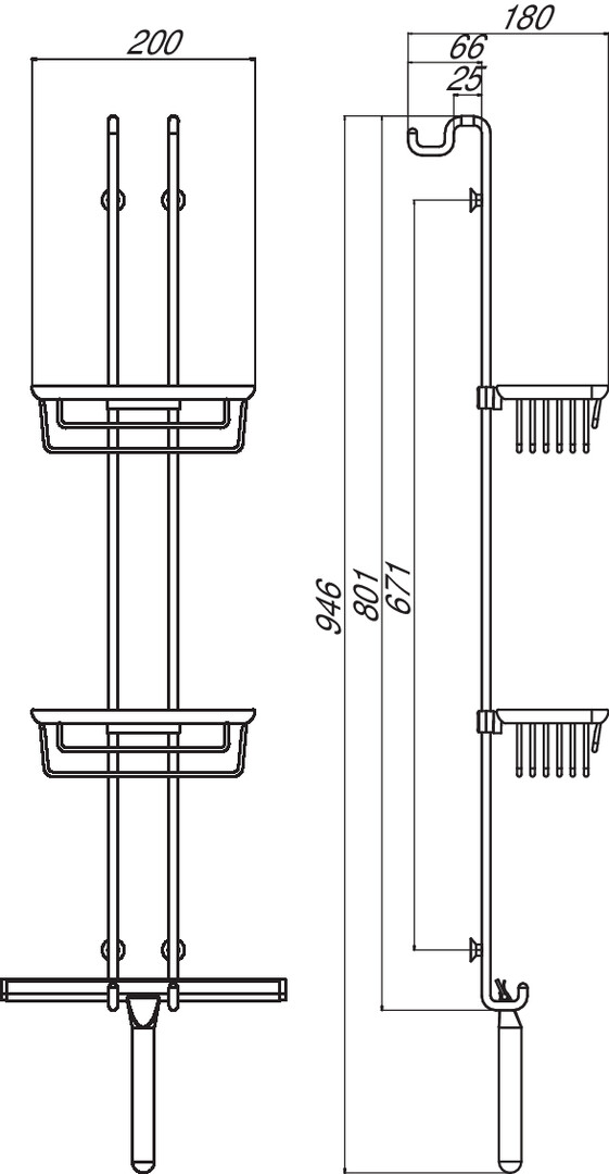 emco Türetagere „system 2“ 25,5 × 18 × 94,6 cm in chrom