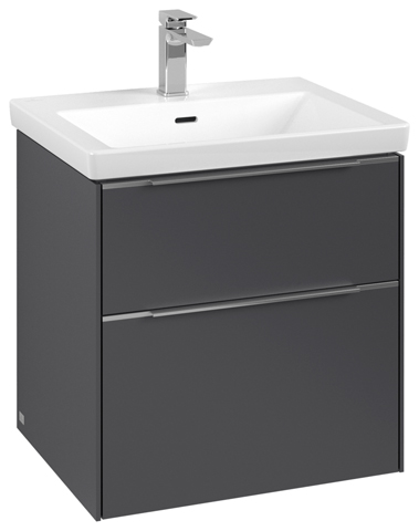 Villeroy & Boch Waschtischunterschrank „Subway 3.0“ für Schrankwaschtisch 57,2 × 57,6 × 47,8 × 47,8 cm in 2 Auszüge, Waschbecken mittig, mittig